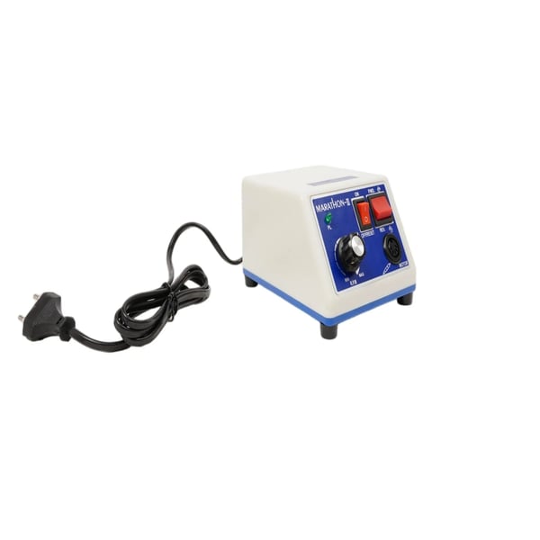 Micromotor boresæt - Håndstykke til negle/smykker/tandlab - 65W - 0–35000 O/min trinløs - 220V 50–60Hz - Fodpedal, 2 slibehoveder, holder - Hvid