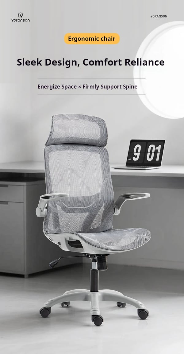 Ergonomisk mesh gamingstol - Kontorstol - 3D justerbare armlæn - 110° vippefunktion - Åndbar høj ryg - Mørkegrå