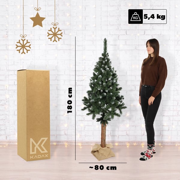 Juletræ - Kunstigt - 180 cm - Naturtro - Tæt - Stabil Fod - CE-mærket