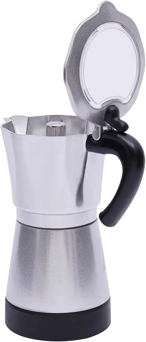 Espressobrygger - Elektrisk espressomaskine - 300 ml kapacitet - 480 W - 360° roterbar base - Til hjem og familie - Lys sølv