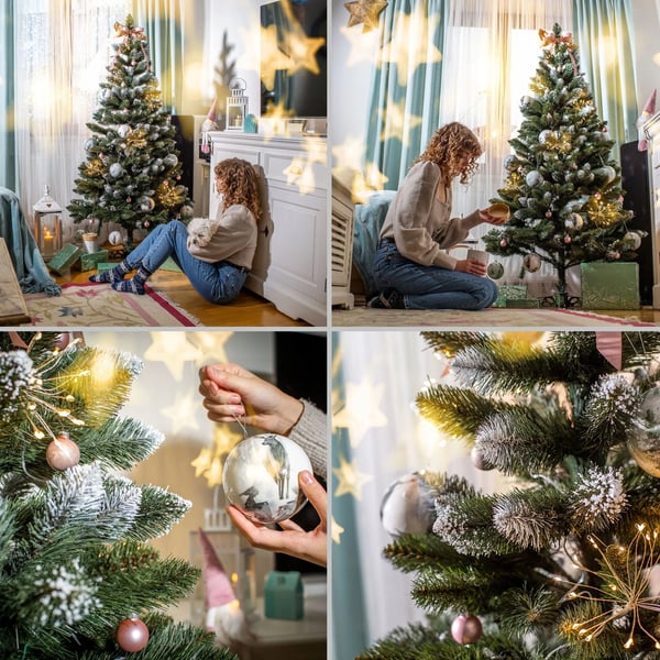 Juletræ - Kunstigt juletræ - 180 cm (1,8 m) - Realistisk look - Genanvendelig - Til indendørs brug