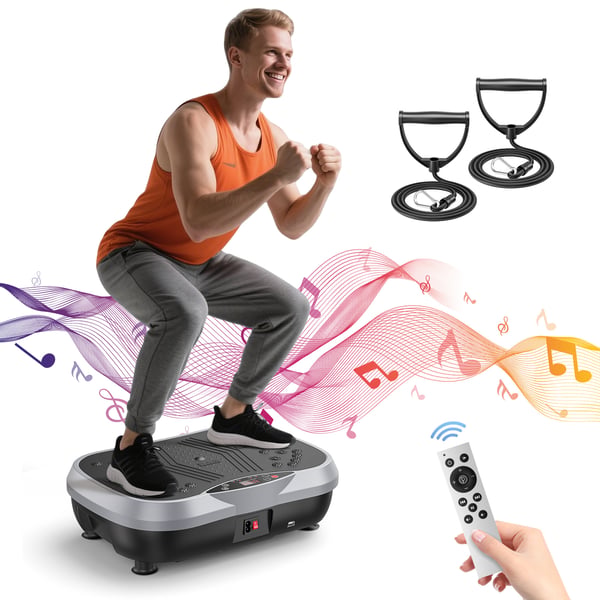 Vibrationsplade - Fitness vibrationsbræt - Håndholdt type - Muskelafslapning - Hofte-træning - Hjemmebrug - Lysegrå