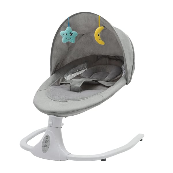 Babygunga/Babysitter - Elektrisk gunga - Fjärrkontroll & Bluetooth - Tidsinställning - Automatisk gungning - Max 20 kg - 0–15 månader - Grå