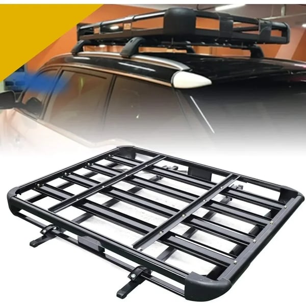 Kattoteline SUV:lle - Yleismalli - Alumiini, Kaksikerroksinen - 127 x 97 cm - Kantavuus 68 kg - Saumaton liitos - Musta
