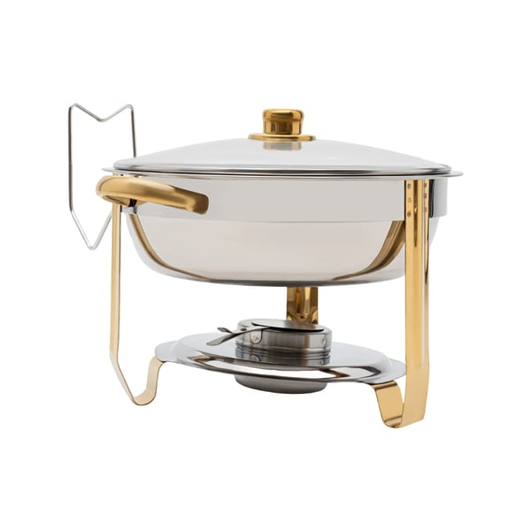 Buffévärmare - Rund Chafing Dish 5 l - Rostfritt Stål - Varmhållningsgryta - Med Lock - Silver