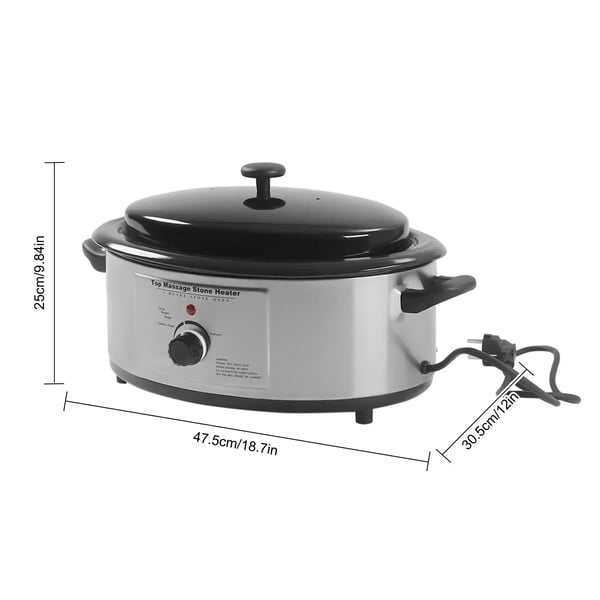Hotstone massagevarmer - 6 L - 750 W - Justerbar temperatur 100°C - 220 V 50 Hz - 47,5×30,5×25 cm - Natur sort