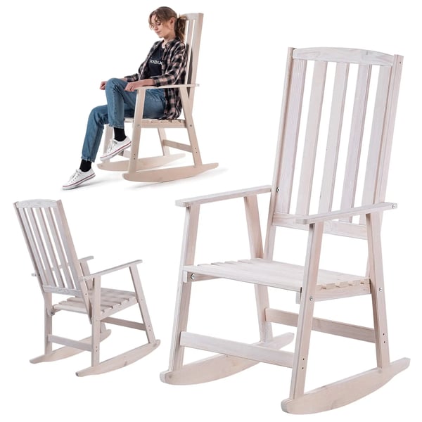 Have gyngestol - Gyngestol i træ - Til terrasse & stue - Ergonomisk komfort - Stabil ramme - Hvid