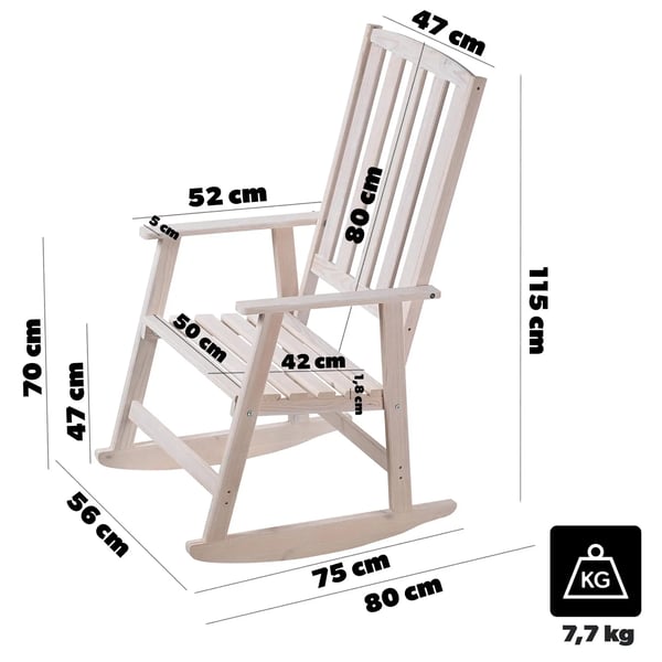 Have gyngestol - Gyngestol i træ - Til terrasse & stue - Ergonomisk komfort - Stabil ramme - Hvid