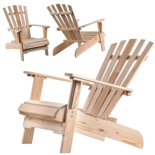 Havestol i træ - Strandstol/terrassestol - Komfortabel - Robust og stabil - Til have, terrasse og strand - Naturtræ