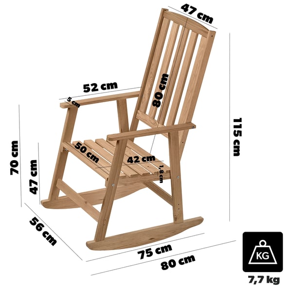 Puutarhan keinutuoli - Puinen keinutuoli - Terassille ja olohuoneeseen - Ergonominen - Tukeva - Mukava