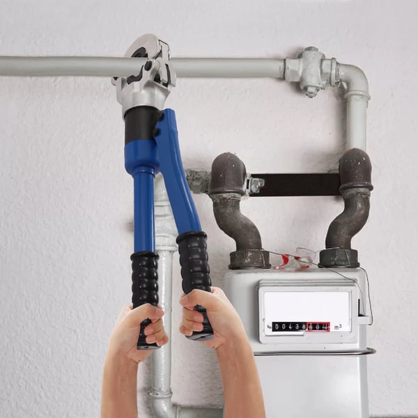 Hydraulisk rørpresse - Pressetang til kobberrør - 8–10 ton - Til 1,27/1,91/2,54 cm rør - Stål, gummigreb - Mørkeblå