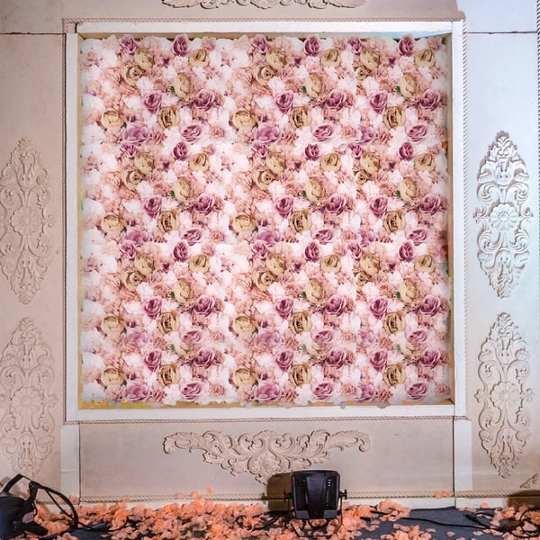 Blomservæg - Paneler med kunstige roser - Sæt med 6 - 40×60 cm - Silke - Indendørs - Indflytterfest - Lyserød
