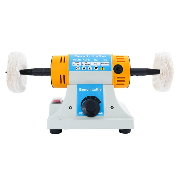 Bænkpudser - Polermaskine - Justerbar Hastighed 800–10000 omdr./min - 320 W - 2 Polerskiver Af Stof - EU-stik - 20×15 cm - Blå