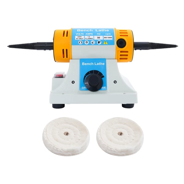 Bænkpudser - Polermaskine - Justerbar Hastighed 800–10000 omdr./min - 320 W - 2 Polerskiver Af Stof - EU-stik - 20×15 cm - Blå