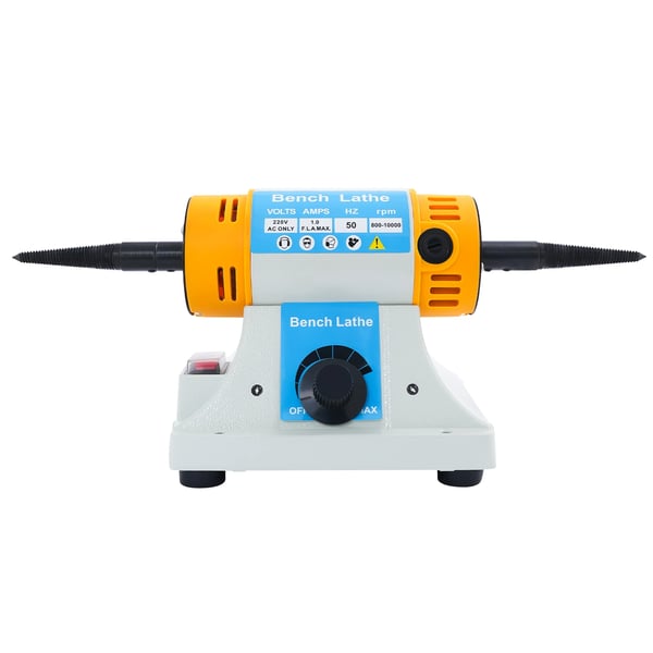 Bænkpudser - Polermaskine - Justerbar Hastighed 800–10000 omdr./min - 320 W - 2 Polerskiver Af Stof - EU-stik - 20×15 cm - Blå