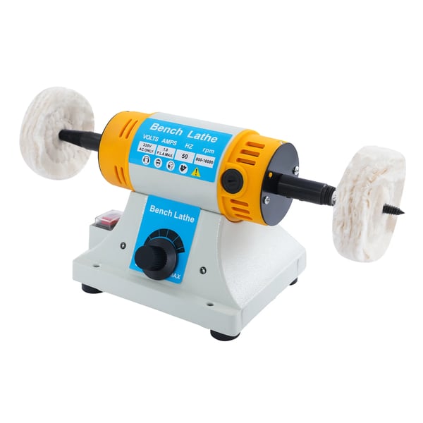 Bænkpudser - Polermaskine - Justerbar Hastighed 800–10000 omdr./min - 320 W - 2 Polerskiver Af Stof - EU-stik - 20×15 cm - Blå