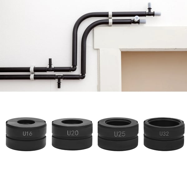 Putkipuristusleuat - U-tyyppi - Sarja 16/20/25/32 mm - PEX/PB-putkille - Cr45-teräs - Lämpökäsitelty - Musta