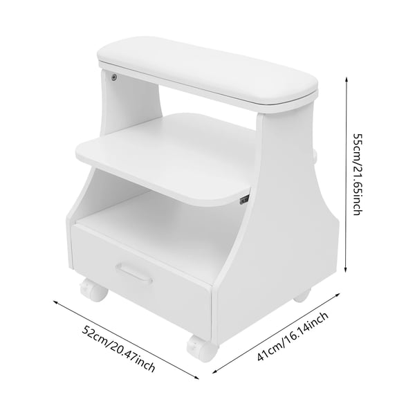 Fodbadsvogn - 3-etagers manicure pedicure rullevogn - 4 drejehjul med bremse - 50 kg bæreevne - MDF & PVC-læder - Fritstående - Montering kræves
