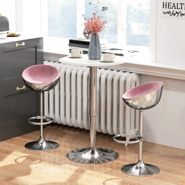 Barbord - Höj- och sänkbart bord - Svängbar 360° - Rund Ø63 cm Bordsskiva - Höjd 67–93 cm - Metallstativ - Vit