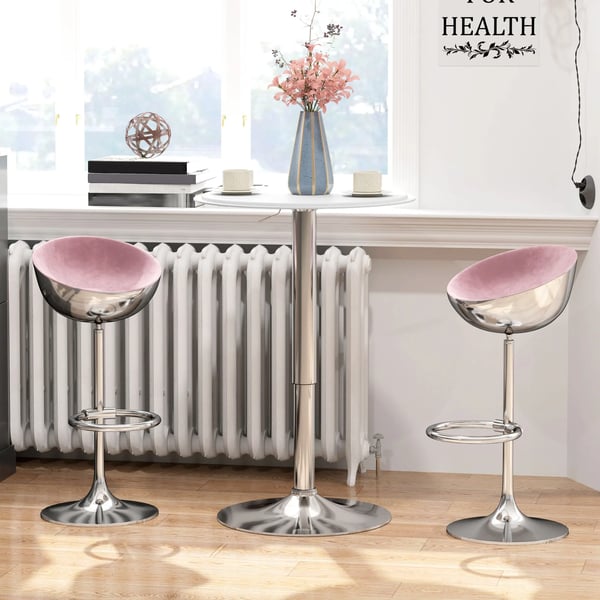 Barbord - Höj- och sänkbart bord - Svängbar 360° - Rund Ø63 cm Bordsskiva - Höjd 67–93 cm - Metallstativ - Vit