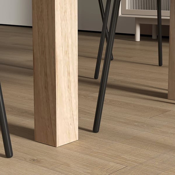 Matbord - Rektangulärt köksbord - 140 x 80 cm för 6 personer - Höjd 78 cm - Skiva i träbaserat material - Modern minimalistisk - Beige