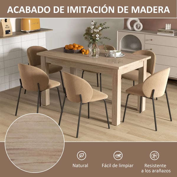 Matbord - Rektangulärt köksbord - 140 x 80 cm för 6 personer - Höjd 78 cm - Skiva i träbaserat material - Modern minimalistisk - Beige
