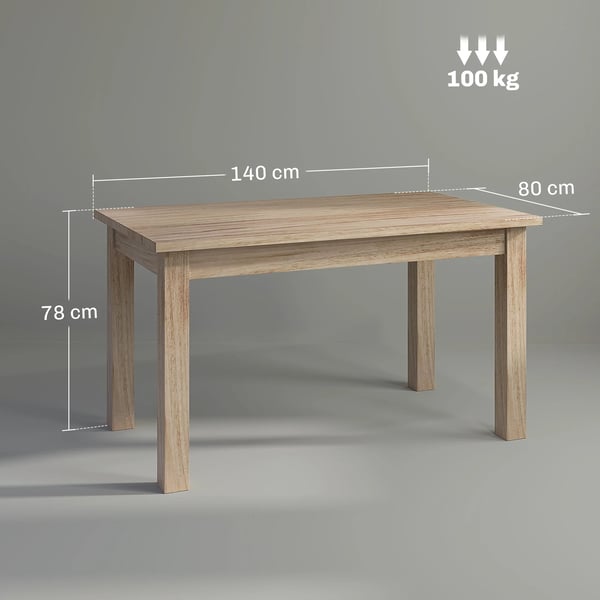 Matbord - Rektangulärt köksbord - 140 x 80 cm för 6 personer - Höjd 78 cm - Skiva i träbaserat material - Modern minimalistisk - Beige