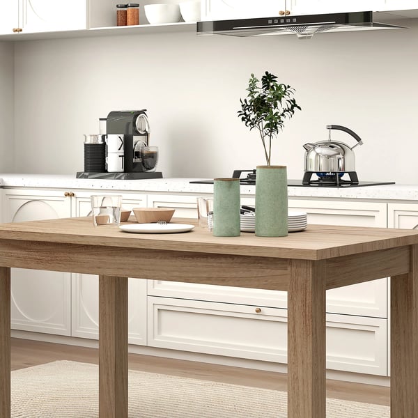 Matbord - Rektangulärt köksbord - 140 x 80 cm för 6 personer - Höjd 78 cm - Skiva i träbaserat material - Modern minimalistisk - Beige