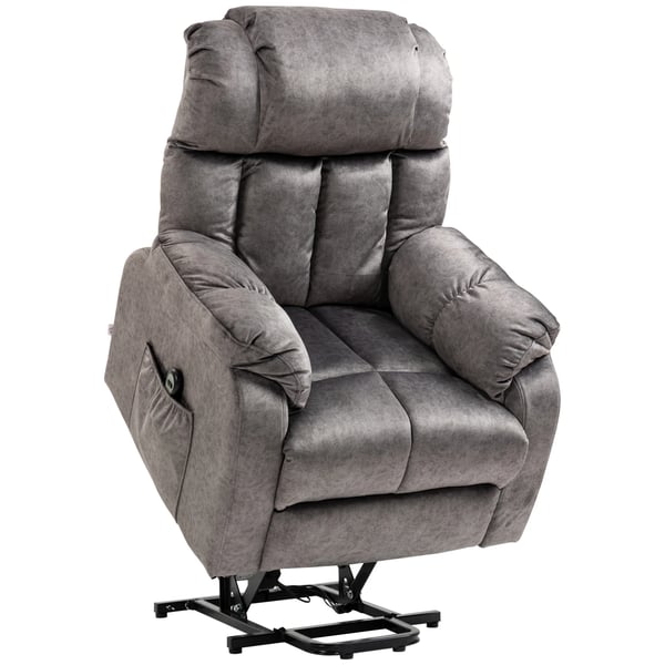 Uppresningsfåtölj - Elektrisk recliner - 135° Lutning - Fjärrkontroll - Fotstöd - 2 Sidofickor - Sammet - 83×91×100 cm - Grå