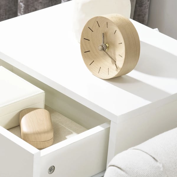 Sängbord - Nattduksbord - Set med 2, 1 låda, trä, 40,5×30,5×60 cm, skandinavisk stil - Vit