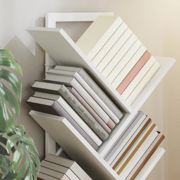 Trädformad hylla - Bokhylla - Tippskydd, 5 hyllplan, 50×24×82 cm, Melamin/Trä, Modern minimalistisk - Vit