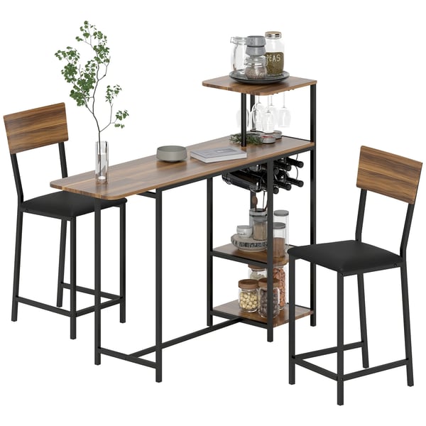 Barmöbel - Barbord - Fällbara sidor - Med förvaring - Trä - Rektangulär - Mått 140×40×116 cm - För 2 personer - Chokladbrun
