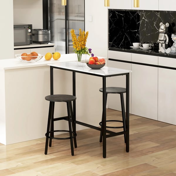 Barbord - Ståbord - Rektangulärt - 100×40×90 cm - Trä - För 2 - Modern Design - Vit
