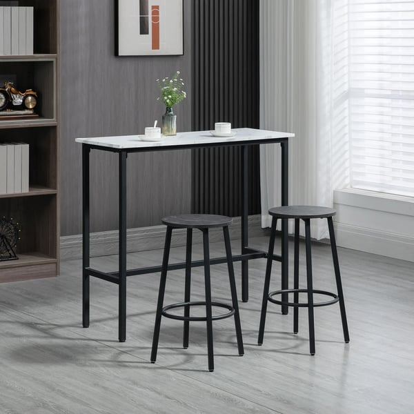 Barbord - Ståbord - Rektangulärt - 100×40×90 cm - Trä - För 2 - Modern Design - Vit
