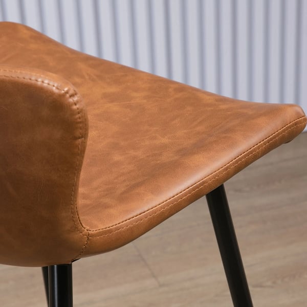 Set med 2 barstolar - Barstol med ryggstöd - PU-konstläder - Retro stil - Max 120 kg - Fast höjd, ej snurr - Mått 45×49×94,6 cm - Chokladbrun