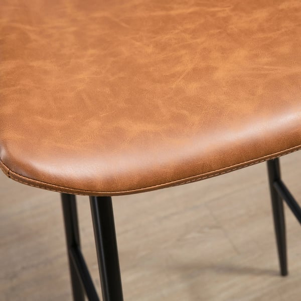 Set med 2 barstolar - Barstol med ryggstöd - PU-konstläder - Retro stil - Max 120 kg - Fast höjd, ej snurr - Mått 45×49×94,6 cm - Chokladbrun