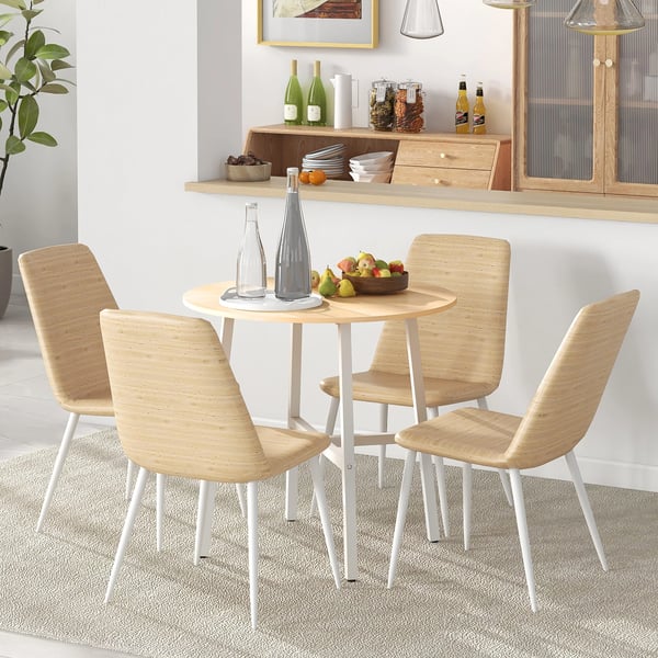 Matbord/Köksbord - Rund modell - Ø80 x 76 cm - För 4 personer - Trä - Minimalistisk modern - Montering krävs - Vit