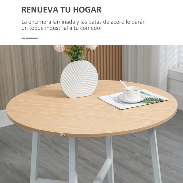 Matbord/Köksbord - Rund modell - Ø80 x 76 cm - För 4 personer - Trä - Minimalistisk modern - Montering krävs - Vit