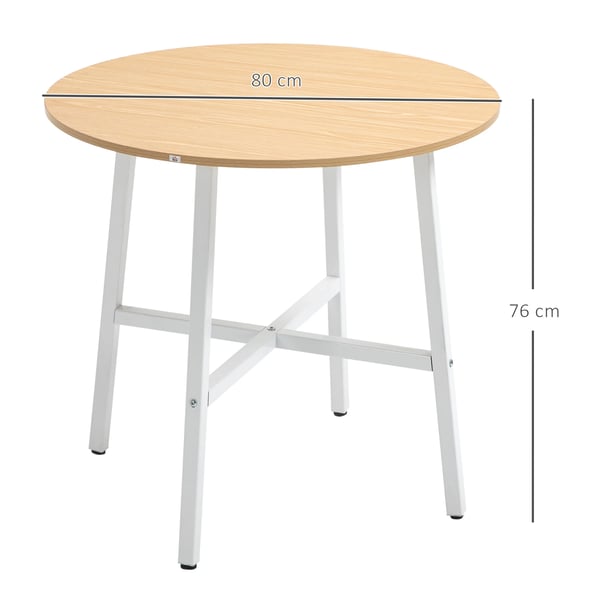 Matbord/Köksbord - Rund modell - Ø80 x 76 cm - För 4 personer - Trä - Minimalistisk modern - Montering krävs - Vit