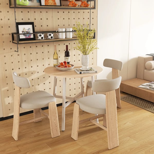 Matbord/Köksbord - Rund modell - Ø80 x 76 cm - För 4 personer - Trä - Minimalistisk modern - Montering krävs - Vit