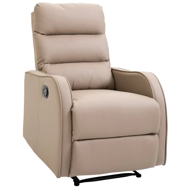 Reclinerfåtölj - Liggfåtölj - Syntetläder (PU) - Utdragbart Fotstöd - Skumstoppad - Modern Design - 65x89x100 cm - Khaki