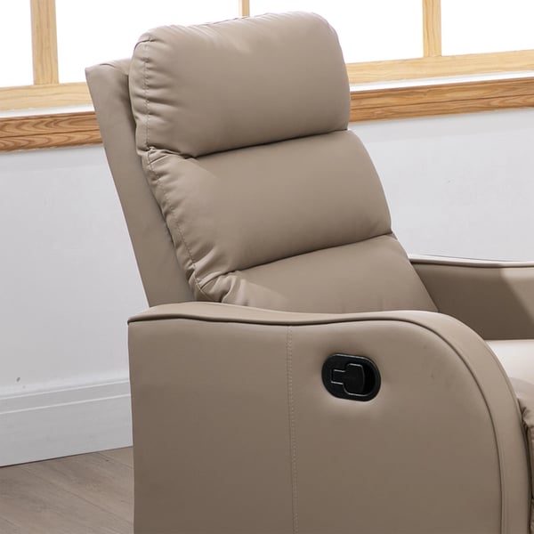 Reclinerfåtölj - Liggfåtölj - Syntetläder (PU) - Utdragbart Fotstöd - Skumstoppad - Modern Design - 65x89x100 cm - Khaki
