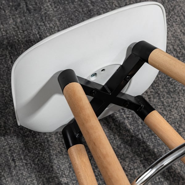 Barstolar - Höga köksstolar - Set om 2 - PU-syntetläder - Sitthöjd 70 cm - Fast höjd, ej roterbar - Lågt ryggstöd - Utan armstöd - Vit