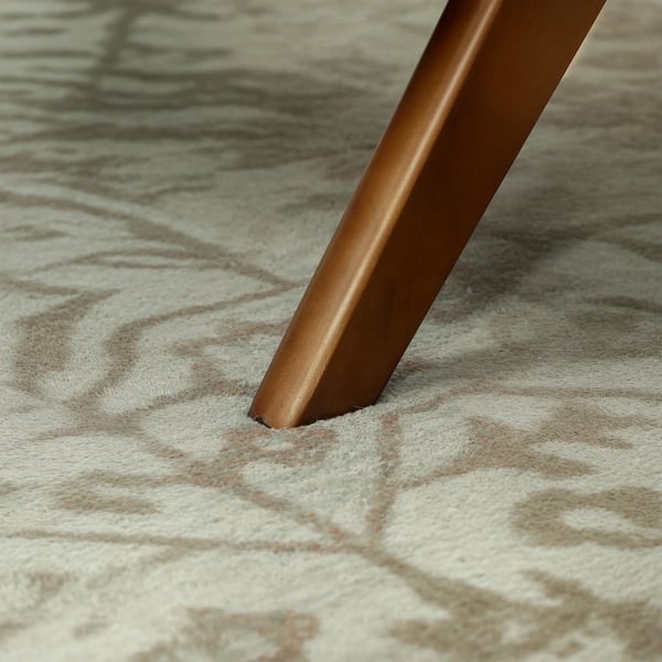 Fotpall & Puff - Låg Taburett - Vadderad Sittdyna - Träben - Retrodesign - Tygklädsel - 69×47×36 cm - Beige