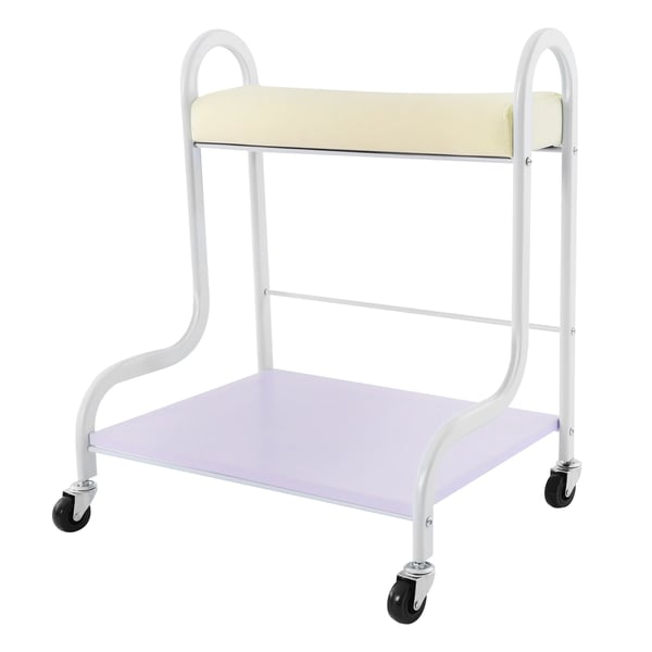 Fotbad & Pedikyr Rullvagn - Salongsvagn - 2 Hyllplan - 4 Svängbara Hjul - Metall/Trä/Skum/PU - Maxbelastning 100 kg - Fotstöd