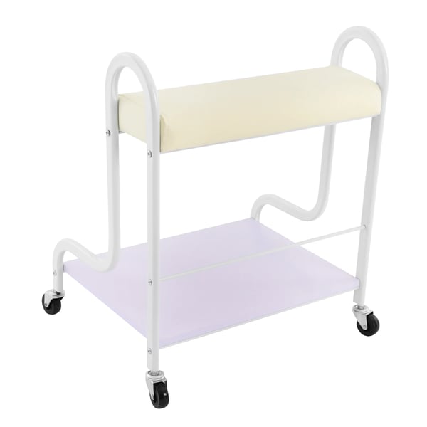 Fodbad & Pedicure Rullevogn - Salonsvogn - 2 Hylder - 4 Svingbare Hjul - Metal/Træ/Skum/PU - Max Belastning 100 kg - Fodstøtte
