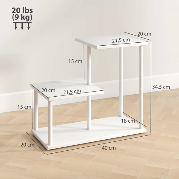 Bokhylla - 3 Nivåer - Melamin - 40×20×34,5 cm - Montering Krävs - Modern Minimalistisk - Vit