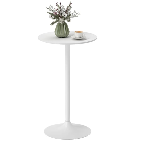 Barbord - Runt Ståbord - Ø60×102 cm - Stålram - Laminatskiva - För 2 Personer - Vit