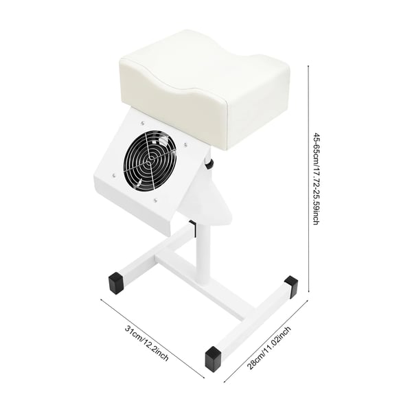 Pedikyrpall - Manikyrstol/Nagelbänk - Dammutsug - Fotstöd - Med Dammpåse - För Salong & Spa - Montering Krävs - Vit