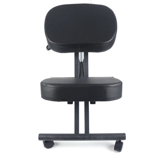 Ergonomisk Knæstol - Sammenklappelig Kontorstol - Justerbar Højde 50–60 cm - Polstret Støtte - Stålramme - Hjul - Bredde 46 cm - Sort
